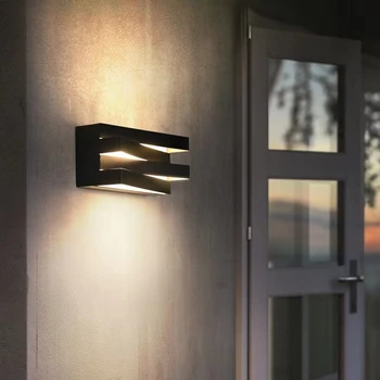 Led външно градинско осветление Alumunim IP65, монтиран на стената лампа, осветление на врата на верандата на вилата, 110-260 В, лампа-сутиени