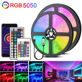 Led лента RGB 5050 Bluetooth App Control USB 5V Led лента Гъвкава лента, внасяни диод лента за украса на стаята Подсветката на телевизора