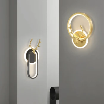 Led монтиран на стената лампа с глава на елен, модерен минималистичен една лампа, стенни нощни лампи за хотели, дом декорации, креативни лампи