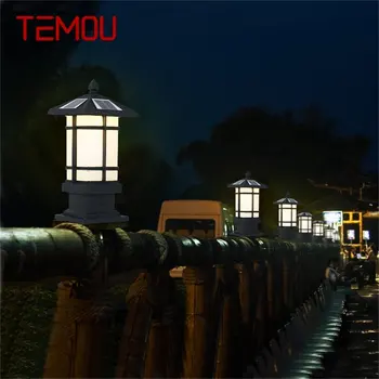 Led осветление за двора TEMOU, слънчев Водоустойчив съвременен уличен лампа за верандата, Балкона, на Вилата в двора