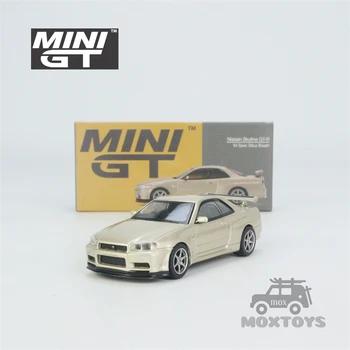 MINI GT 1: 64 Nissan Skylnie GT-R (R34) M-Spec силициев диоксид Breath RHD, монолитен под налягане модел автомобил