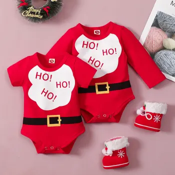 Ma & Baby 0-24 м, Коледен гащеризон за Новородените момичета и Момчета, сладък костюм на Дядо Коледа с писмото Принтом, Коледно облекло D509
