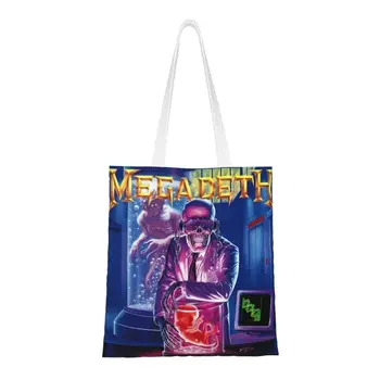 Megadeths почивай в мир, синя чанта за пазаруване в магазин за хранителни лотария, женствена чанта за пазаруване в стила на рок-група, холщовые чанта през рамо, чантата е с голям капацитет