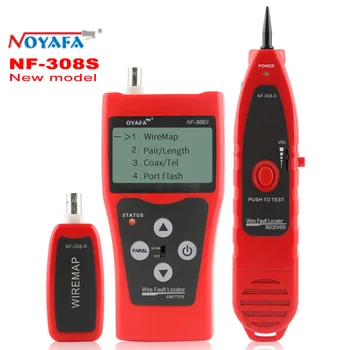 Noyafa NF-308 Мрежа за кабелен тестер за наблюдение на LCD ДИСПЛЕЙ, Локатор повреди на Кабели, измерване на локалната мрежа, Коаксиален BNC USB, RJ-45, RJ11 червен цвят