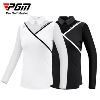 PGM Нова дамски дрехи за голф, лятна тениска с дълъг ръкав, дишаща еластична верижка на гърба от ледената коприна