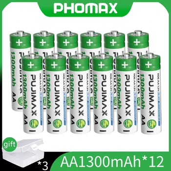 PHOMAX 1.2 AA Ni-MH акумулаторна батерия 12 бр. батерии с голям капацитет 1300 ма за цифрови фотоапарати, игрални конзоли, детски играчки