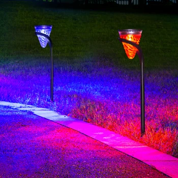 RGB Цветни Градински Фенери Слънчев Led Лампа Външна Слънчева Пътека Морава Лампа за Градински Декор Пейзаж Осветление за Водоустойчиви