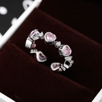 Rose юбилейното пръстен във формата на сърце с кубическим цирконием, дамски бижута, аксесоари, луксозен комплект украси за партита