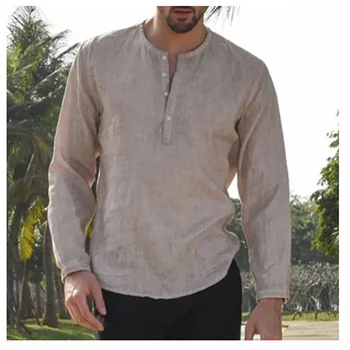 S-5XL, памучен бельо риза с дълъг ръкав и кръгло деколте, мъжки годишна проста блуза 2021 г., върхове на копчета голям Размер