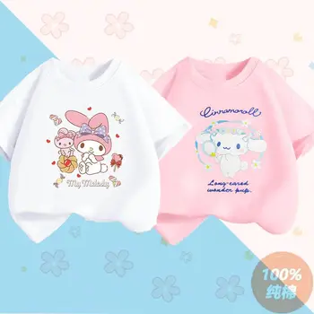 Sanrioed Kuromi Cinnamoroll Melody/ Детска тениска, Лятна Тениска с Мультфильмами Аниме, Ежедневни Дрехи За Малките Момичета И Момчета, Блузи с къс ръкав