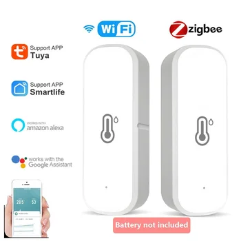 Sasha ZigBee/wifi Интелигентен Сензор за Температура и Влажност на въздуха захранва от батерията на ZigBee Smart Home Security Работи С Алекса Google Home