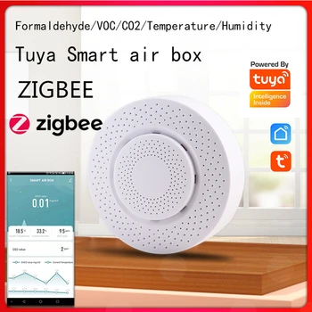 Sasha Zigbee 3,0 HCHO VOC CO2 Откриване на Въздуха Интелигентен Сензор за Качеството на Въздуха, Температура и Влажност на въздуха Аларма Поддръжка на Дома за Сигурност Smart Life