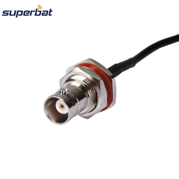 Superbat BNC, о-пръстен за жени преграда, прав съединител с отворен край, косичка кабел RG316 40 см