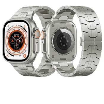 Titanium цвят За Apple Watch Ultra 49 мм 45 мм 44 ниво Метална каишка Контур за Гривна iWatch 8 7 6 5 4 3 Каишка от неръждаема стомана