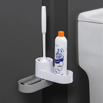 Tpr Силиконовата четка за тоалетна, богат на функции на Въртящата се поставка за съхранение, Комплект четки за почистване на тоалетната чиния, Аксесоари за баня