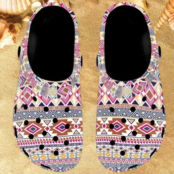 Twoheartsgirl, дамски ежедневни дишащи сандали с принтом Племе в ретро стил, летни леки Градинска обувки с дупки подметка, пълзящи чехли