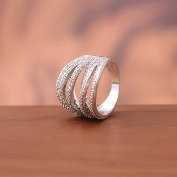 UFOORO Модно дамско пръстен от бяло кубичен оксид, цирконий със сребърно покритие, пръстен за парти, подарък за рожден Ден, годишнина