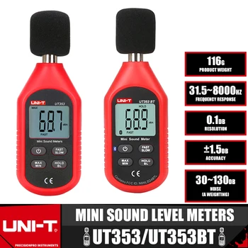 UNIT UT353 UT353BT Мини-измерители на нивото на звука 30 ~ 130 db, уред за измерване на шума, децибеловый монитор