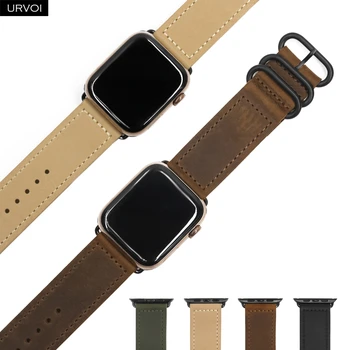 URVOI каишка за apple watch ultra series 8 7 6 SE каишка за iwatch с класически катарама на китката ръчно изработени в стил Ретро кожена каишка 41 45 мм