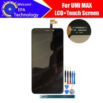 Umi Max LCD Дисплей + Дигитайзер с докосване на екрана F-550028X2N-C 100% Оригинален Тестван LCD Екран Стъклен Панел За Max + средства + Лепило