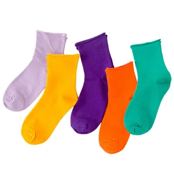 VIIANLES памучни чорапи дамски The Neon Чорап Ярки Цветове, Есен-Зима, Топло Унисекс, Мъжки Удобни Чорапи За Момичета, Ежедневни Странични Гънки На Устата