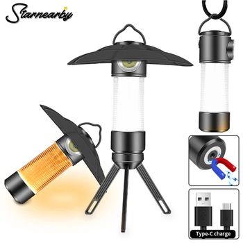 XPE Camping Light Преносима Работна лампа Атмосферни лампа 5 режима на USB-акумулаторна фенерче Type-C, водоустойчив Туризъм спасителна лампа