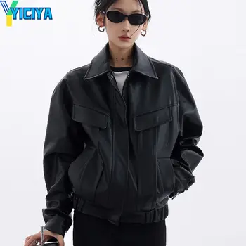 YICIYA бомбер яке дамско черно университетската нова връхни облекла кожени якета y2k racing американската бейзболна яке оверсайз винтажное палто
