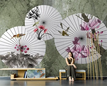 beibehang Индивидуални ръчно рисувани в китайски стил абстрактни тапети с цветя и птици, за всекидневна ТЕЛЕВИЗИЯ фон тапети от папие-маше