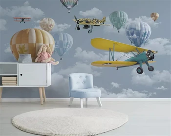 beibehang Потребителски копринена тапети papel de parede в скандинавски минималистичном стил, с ръчно изработени рисувани върху балон с горещ въздух на фона на детската стая