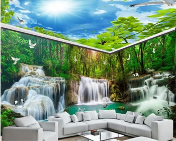 beibehang Потребителски мащабна тапети за помещения водопад, водни, горски гълъби цялата къща фон стенни живопис 3d тапети