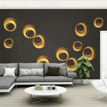 beibehang Потребителски тапети 3D стерео скандинавски изчистен метален абстрактен кръг ТЕЛЕВИЗИЯ фон на стената дневна спалня 3d тапети