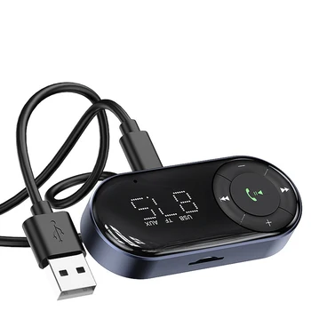 Автомобилен FM-приемник, с led дисплей, авто аудиоприемник AUX Bluetooth 5.2, автомобилен приемник, Bluetooth говорител, подкрепа TF карта