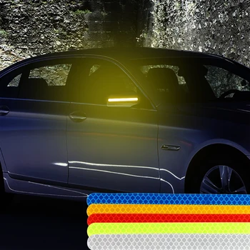 Автомобилна светоотражающая лента за опаковане, 2 бр., универсален предупредителен лого, Автомобили стикер, Огледало за обратно виждане, флуоресцентни светлоотразителни стикери