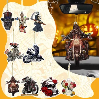 Акрилна окачване с ужасяващи черепа-джудже-зомбита, Великден висулка за Хелоуин, творчески кола и раница, окачване, украса за дома