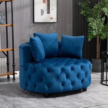 Акцентное стол/Класически стол-буре за хол / Съвременно стол-диван за сядане (в синьо)