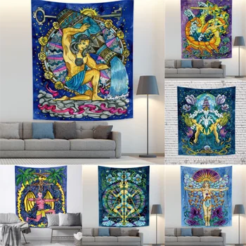 Астрологическая плат спалня самоличността на хипи декоративни листа дванадесет съзвездия печат на карти Таро гоблен на стената