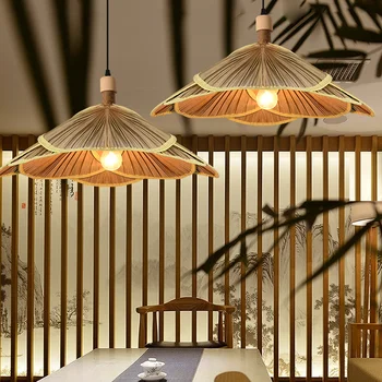 Бамбукови лампи ръчна изработка, украса на чайна стая и да остане в семейството, носталгичен стил на дзен