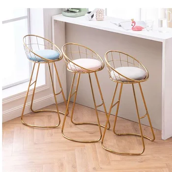 Бар стол модерна домакински мебели от ковано желязо прости високи столове скандинавските столове с облегалка за грим мека чанта тоалетка, стол
