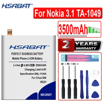 Батерията с голям капацитет HSABAT 3500mAh HE 351 HE351 за смартфон Nokia 3.1, TA-1049, TA-1057, TA-1063, TA-1070, TA-1074