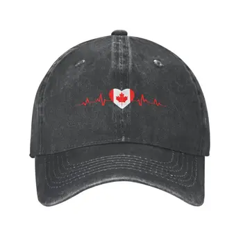 Бейзболна шапка с Флага на Канада в стил Пънк, памучен бейзболна шапка с Сердцебиением, Мъжки, Дамски, Регулируемо, Канадската Гордост, Шапка за баща на открито