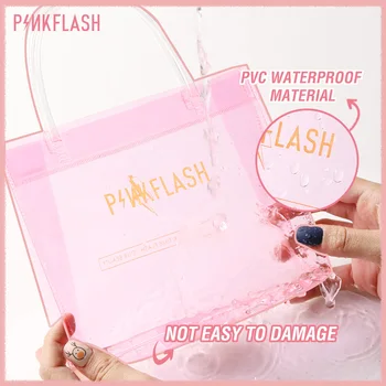 Бистра косметичка PINKFLASH от прозрачен PVC за пътуване, органайзер за грим, комплект тоалетни принадлежности, подарък чанта за грим