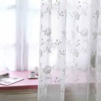 Бял памучен бельо бродирана завеса Краси хола балкон корейски цветни прозрачни тюлевыми завеси спалня по поръчка Rideau