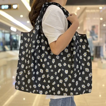 Вдигане на множество продуктова чанта Сгъваема пазарска чанта Чанта Голямо от 50 паунда Преносима женствена чанта През рамото си Лека И здрава