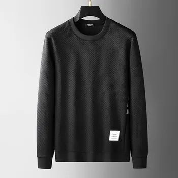 Висококачествен брендовый модерен пуловер с кръгло деколте за мъже, есен-зима на топло топ, Нова тенденция, голям размер, обикновен спортен пуловер