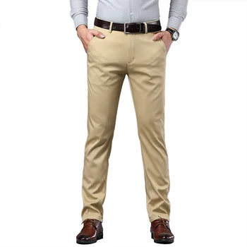 Висококачествени мъжки ежедневни панталони на директно намаляване на пролетта на нови бизнес директни стрейчевые зелени панталони цвят каки, черни панталони, мъжки размер 42