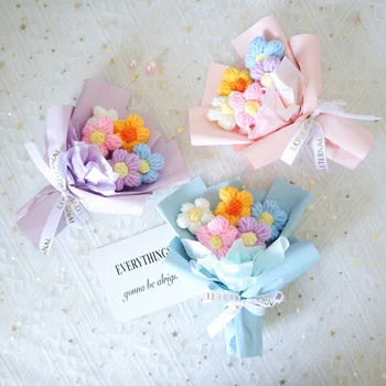 Възли на една кука цветя, мини-букети от изкуствени цветя, Кавайный цвете за подарък ръчна изработка на Ден на учителя, подаръци Сладък домашен декор 꽃다발