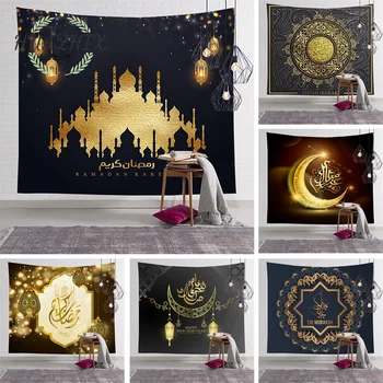 Гоблен за фестивала на Рамадан, ислямска спалня, Нощни фон, тъкани гоблени, Декорация на дома, Хол, монтиран на стената лампа