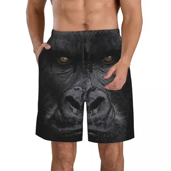 Големи И Високи мъжки Плажни шорти King Size Gorilla Лице За Фитнес, быстросохнущий Бански костюми, Забавни Улични Забавни 3D късометражни филми