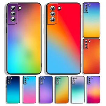 Градиентный Цветни Мек Черен Калъф За Телефон Samsung Galaxy S22 S21 S20 FE Ultra S10 S10e S8 S9 S6 S7 Edge Plus Cover