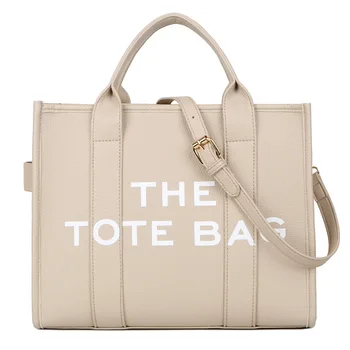 Дамска чанта, нова однотонная чанта-тоут от изкуствена кожа с надпис, ежедневна чанта с голям капацитет, луксозна дизайнерска чанта, модерен универсална чанта през рамо